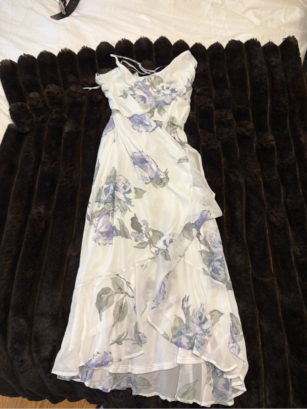 Lovely Day White Dress with Lavender and Sage Floral Print - Picture 2 of 4